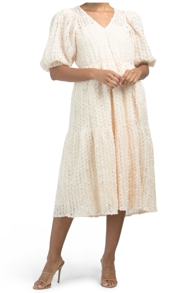 𝅺Endless Rose  La Ven Floral Applique Midi Dress